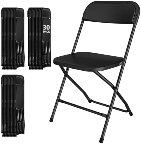 30 Pack Black Folding Chairs for School Events Wedding Party Picnic by IWDOO