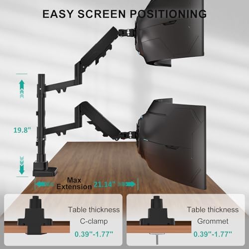 WALI Vertical Dual Monitor Mount for 17-49 inch Curved Screens, up to 33lbs - Image 4