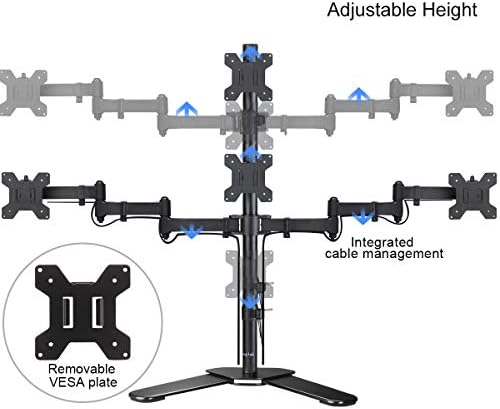 Suptek Quad LED LCD Monitor Stand up Free-Standing Desk Stand Extra Tall 31.5" Pole Heavy Duty Fully Adjustable Mount for 4 (3+1) / Four Screens up to 27 inch (ML6864) - Image 5