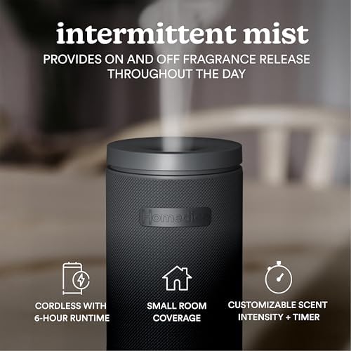 Homedics SereneScent Mini Fabric Rechargeable Waterless Diffuser, Charcoal - Image 2