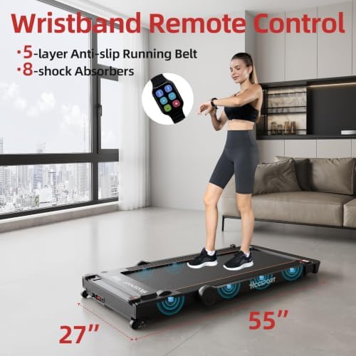 Hccsport Treadmill with Incline, 3 in 1 Under Desk Treadmill Walking Pad with Removable Desk Workstation 3.5HP Foldable Compact Walking Treadmills for Home Small Office with Wristband Remote Control - Image 5