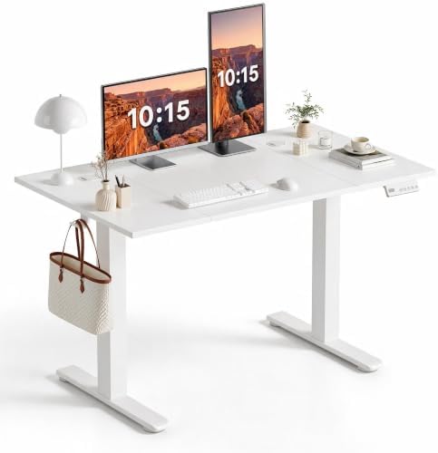 Claiks 48 x 24 Inch White Electric Standing Desk by CLAIKS