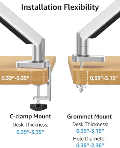 MOUNTUP Dual Monitor Desk Mount, Die-Cast Aluminum Fully Adjustable Double Monitor Arm, Computer Monitor Stand Fits 2 Screen 17 to 32 inch - Each Arm Holds 4.4-19.8LBS - Image 6