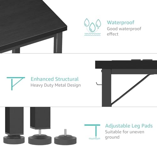 Lufeiya 39 inch Computer Desk with Power Outlet, 40 inch Teen Study Table Home Office Work Writing Desks with Charging Station Outlets Built in, Black - Image 6