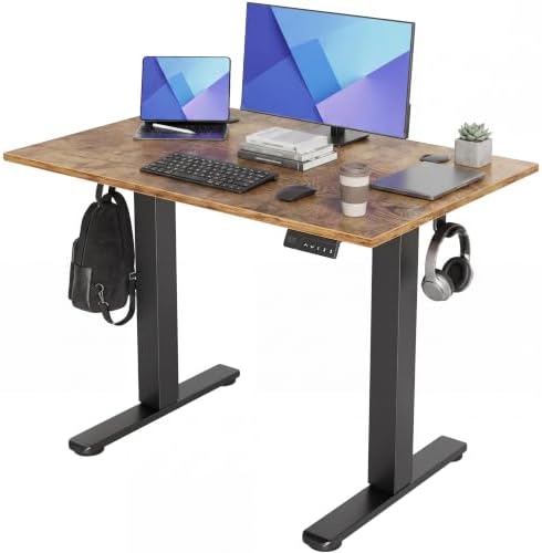 Claiks Electric Standing Desk 40x24 Inch Adjustable Desk, Rustic Brown by CLAIKS