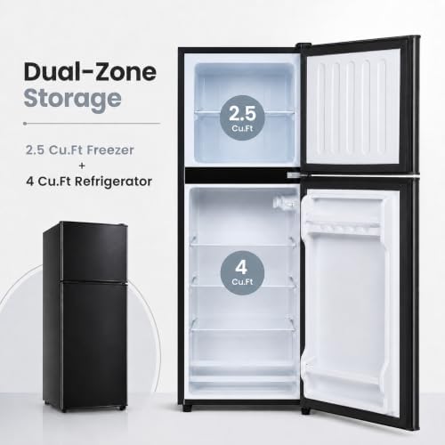 6.5 Cu.Ft Mini Fridge with Freezer, 2-Door Compact Refrigerator for Dorm/Office/Bedroom, Energy Efficient & Quiet, Silver - Image 4
