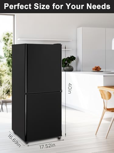Refrigerator with Freezer 4.0 Cu.Ft Bottom Freezer 2 Door Fridge Black - Image 5
