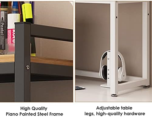 Desk Shelf Organizer - Desktop Bookshelf Metal, Computer Desk Desktop Storage Rack, 2-tier Book Display Rack, Wrought Iron Desk Ornament Decorative Rack, Easy To Install ( Size : 135*32*90cm ) - Image 6
