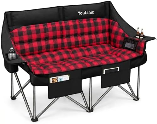 Youtanic 60" Extra Double Camping Chair for Adults, 700lbs Padded Loveseat by Youtanic