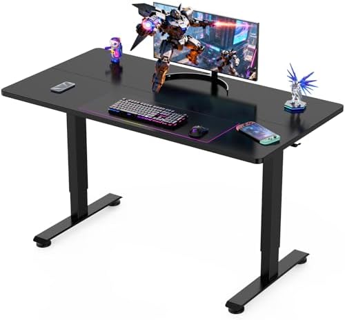 Veken 55 Inch Large Electric Standing Desk, Gaming Table, Black by Veken
