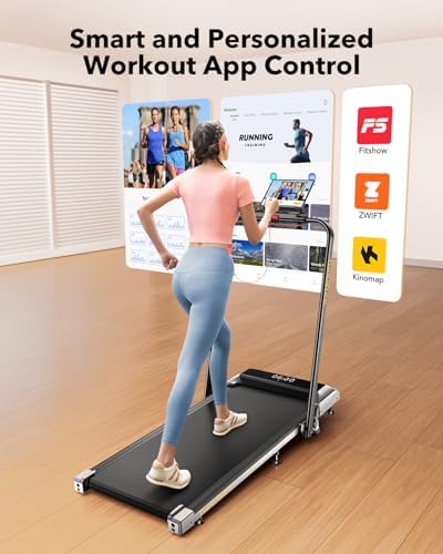 TOPUTURE Walking Pad Treadmill with 12% Incline, 6 in 1 Folding Treadmill with Adjustable Handle Bar for Home/Office, Under Desk Treadmills Portable Walking Pad with App, Remote Control & LED Display - Image 4