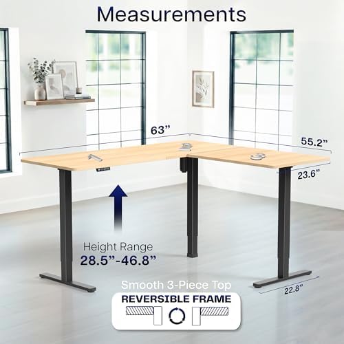 VIVO Light Wood 63 x 55 in Corner Standing Desk, DESK-E3CTBC - Image 5