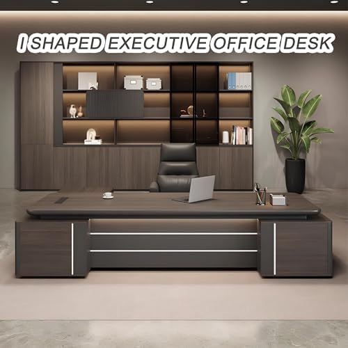 Executive Office Desk with Storage Cabinet,Modern l Shaped Executive Desk,50MM Thick Desktop for CEO Office, Reception & Commercial Workspace - Image 6
