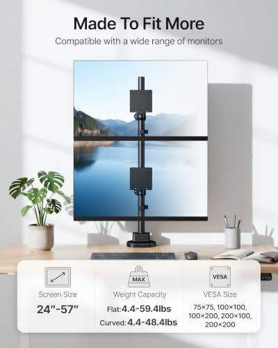 monTEK Heavy-Duty Stacked Dual Monitor Stand for 24-57" Screens - Image 4