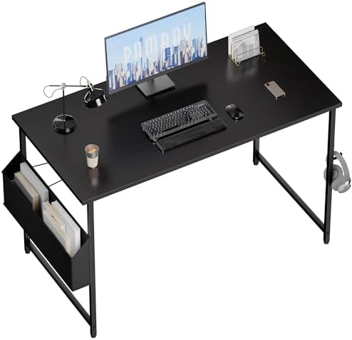 Pamray 47 Inch Computer Desk for Small Spaces with Storage Bag, Home Office Work Desk with Headphone Hook, Small Office Desk Study Writing Table by PAMRAY
