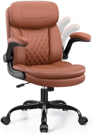 Leather Office Chair, Computer Desk Chair with Dual Back Support by StellaMia