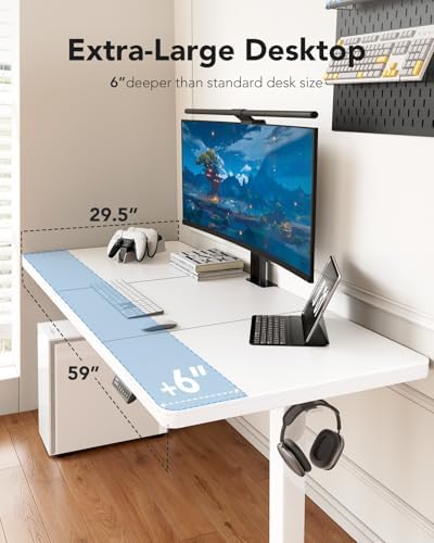 HUANUO 60 x 30 Inch Large Electric Standing Desk, Brushless Motor, White - Image 3