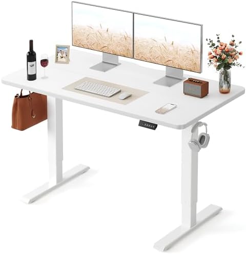 FEZIBO Standing Desk 48 × 24 Inch Electric Height Adjustable, White by FEZIBO