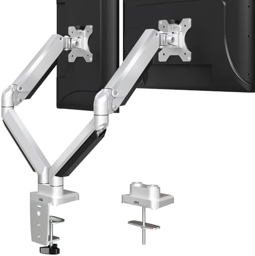 MOUNTUP Dual Monitor Desk Mount, Die-Cast Aluminum Fully Adjustable Double Monitor Arm, Computer Monitor Stand Fits 2 Screen 17 to 32 inch - Each Arm Holds 4.4-19.8LBS by MOUNTUP