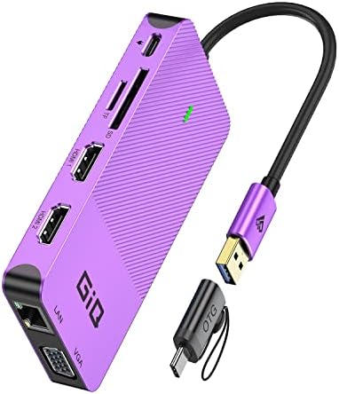 USB 3.0 Docking Station Dual Monitor,2*HDMI HUB Displaylink Dock for Laptop by GIQ