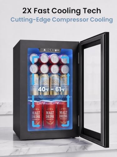 Icyglee 24 Can Mini Fridge, 0.6 Cu.Ft Beverage Refrigerator Cooler, Black - Image 5