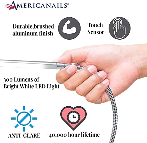 Americanails FlexiLamp Touch - LED Table Desk Lamp - Removable Clamp - Adjustable Lighting for Nail Stations - Manicure Table Light - Flexible Arm – 3 Brightness Levels - Touch Sensor - 300 Lumens - Image 5