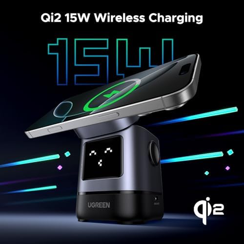 UGREEN Uno Qi2 15W 2-in-1 Foldable Wireless Charger Stand - Image 2