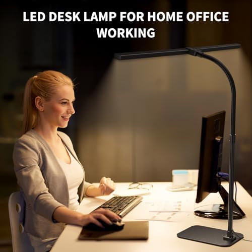 LED Desk Lamp Architect Task Light Dual Head Modern Flexible Gooseneck Tall - Image 2