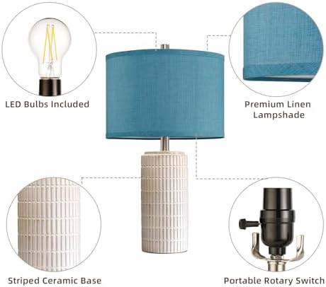 AIEAMPDO 23" Set of 2 Nautical Ceramic Nightstand Table Lamps, Blue - Image 5