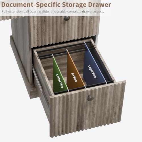 Garvee 54" Fluted Home Office Desk with File Drawer for Home Office - Image 3