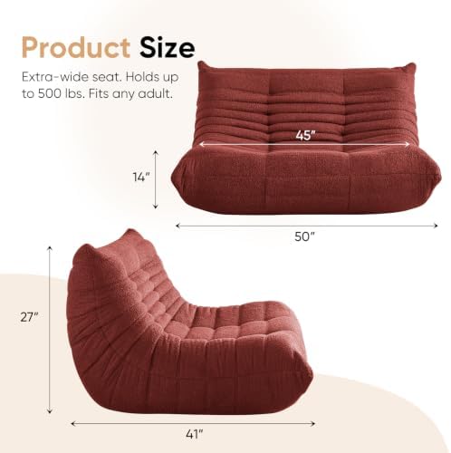 2 Seater Adults Bean Bag Chairs Togo Couch Comfy Lazy Floor Sofa - Image 2