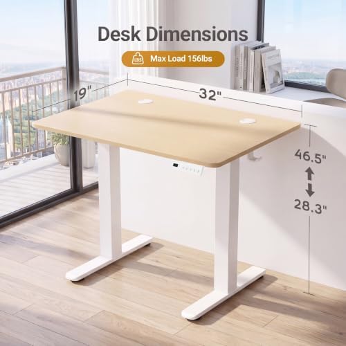 Claiks Electric Standing Desk 32x19 Inch Adjustable Desk, Nature - Image 3