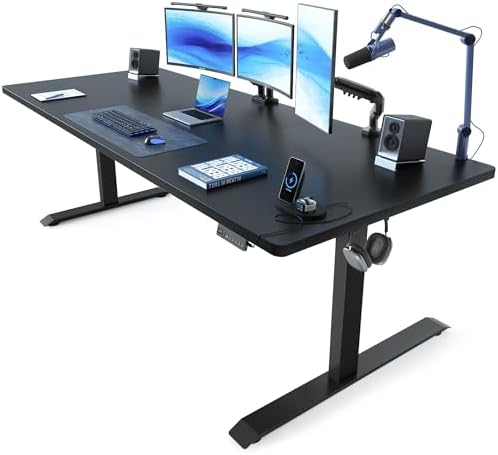 FEZIBO 71 x 37 Inch Large Electric Standing Desk 1" Thick Desktop, Black by FEZIBO