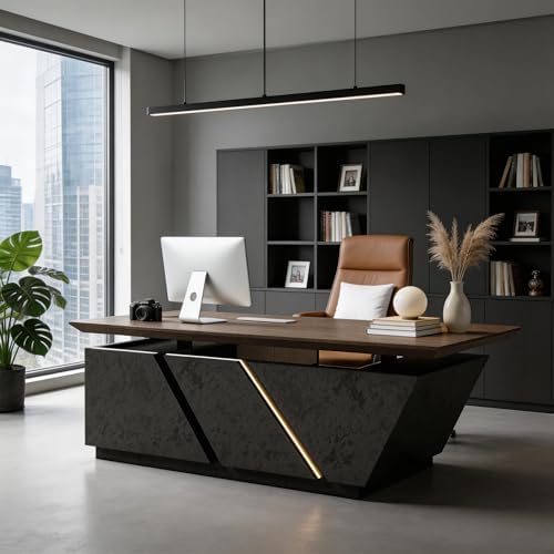 SAINTCY Professional Executive Desk with Privacy Panel & Drawers | Electric Standing Desk for Law Firms, Financial Offices & Corporate Campuses | Modern Workspace Solution (Right Return, 79 in) by SAINTCY