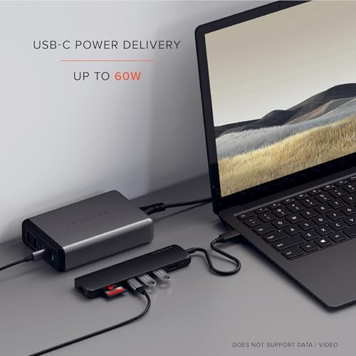 Satechi USB C Hub Multiport Adapter with 4K HDMI, 60W USB C PD Charging, 2X USB-A, Ethernet, Micro/SD Card Readers, for MacBook, Windows - Black - Image 4