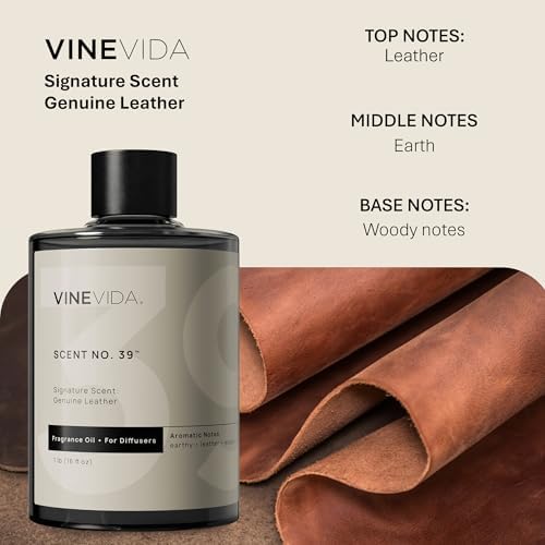 VINEVIDA Genuine Leather Fragrance Oil for Cold Air Diffusers, Essential Oils for Diffuser Oil Refill & Air Freshener Room Spray - 16 Fl Oz - Image 2