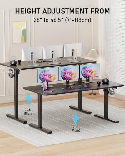 63" Large Electric Standing Desk Adjustable Height for Home Office - Image 4