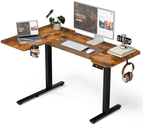 Acrolix L Shaped Electric Standing Desk,43x31.5 Reversible,Rustic Brown by Acrolix