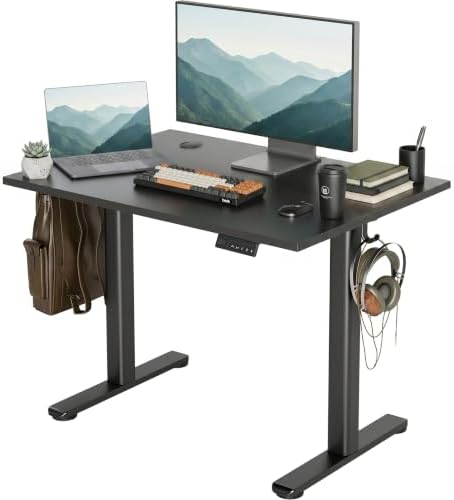 Claiks Electric Height Adjustable Standing Desk, 40x24 Inch, Deep Black by CLAIKS