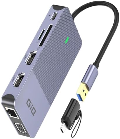 USB 3.0 Docking Station Dual Monitor,2*HDMI HUB Displaylink Dock for Laptop by GIQ
