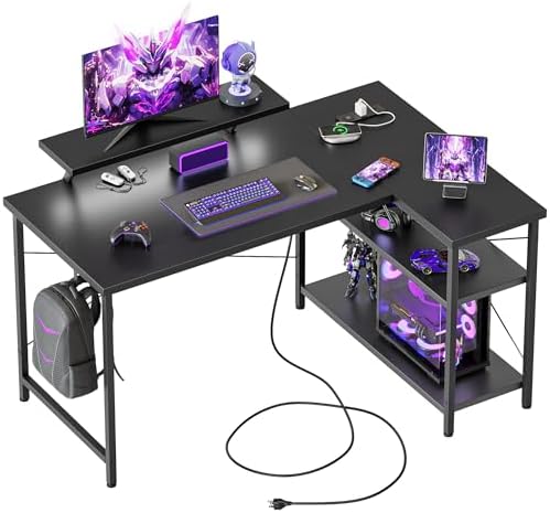 Mericonia 48 in Corner Desk with Monitor Stand, Small L Shaped Gaming Desk by MERICONIA