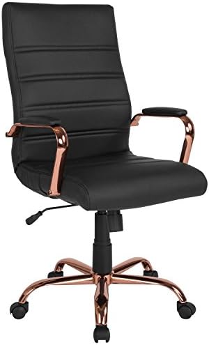 Flash Furniture High Back Black LeatherSoft Executive Swivel Office Chair with Rose Gold Frame and Arms by FlashFurniture