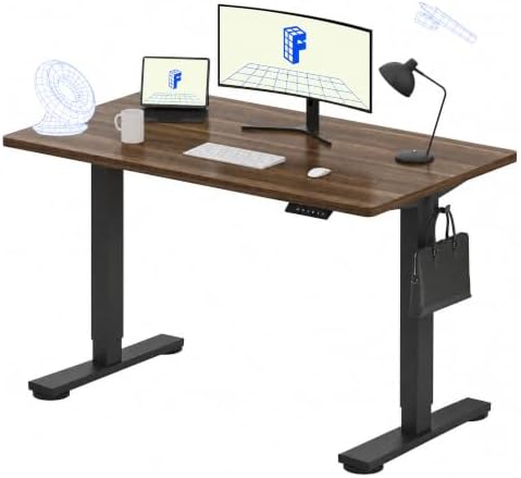 FLEXISPOT EN1 48"x24" One-Piece Standing Desk, Black Walnut (Black Frame) by Unknown