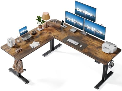 75x63 L-Shaped Electric Standing Desk with Charging Station by Unknown