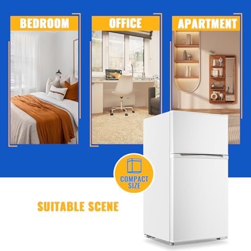 WANAI 3.5 Cu.Ft White Mini Fridge With Freezer Compact Refrigerator Dorm - Image 3