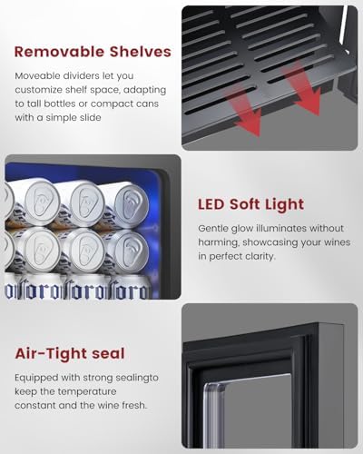 Feelfunn 24 Can Beverage Refrigerator, Mini Fridge, Black - Image 5