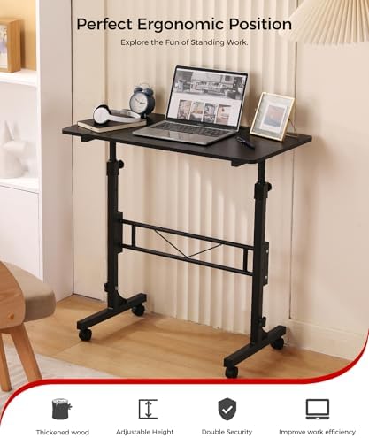 KLSMYHOKI Standing Desk Adjustable Height, Mobile Stand Up Desk with Wheels - Image 2