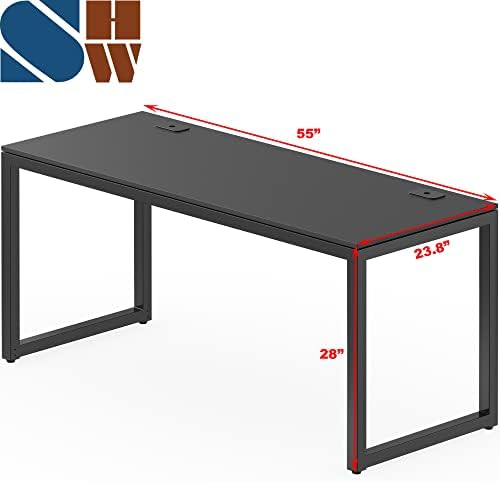 SHW 55-Inch Commercial-Grade Office Computer Desk, Black - Image 3
