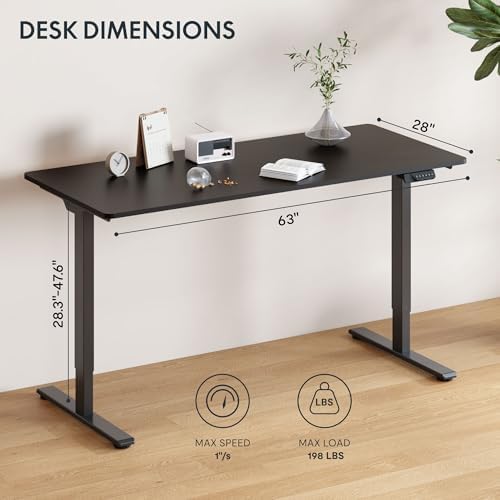 FLEXISPOT 63"x28" Electric Standing Desk, Black - Image 3