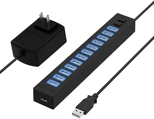 SABRENT 13-Port USB 2.0 Data Hub, Powered, 2 Switches (HB-U14P) by SABRENT